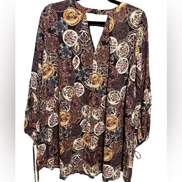 Umgee Bohemian Dress Women's Size M Embroidery Colorful Mini 3/4 Sleeves Crochet - Picture 7 of 12